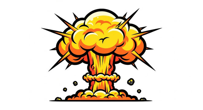 Cartoon Nuclear Explosion Illustration.