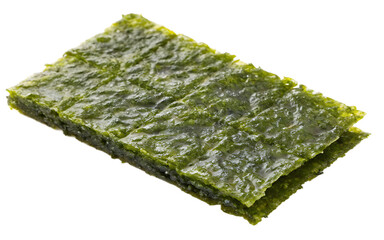 Seaweed snack sheet crisp texture, isolated on white background