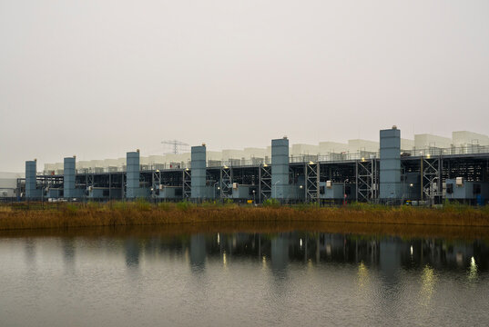 Data center under construction in winter Eemshaven the Netherlands