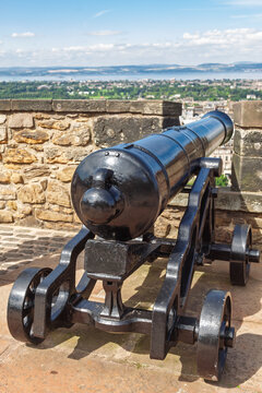 Historic artillery cannon at fortress viewpoint
