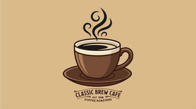 Classic Brew Cafe Coffee Cup with Steam Logo.