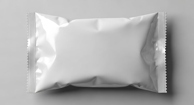 Blank white snack or candy foil wrapper packaging template