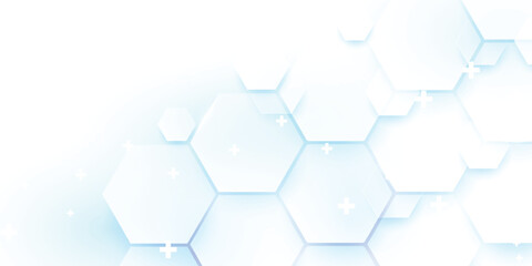 Abstract geometric hexagon shape and healthcare, technology digital hi tech concept background. Minimal vector stripes design. Modern simple texture graphic element. Smooth and clean subtle © Azahar