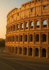 Naklejka premium Historic Roman Colosseum at sunset