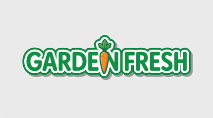 Fototapeta premium Garden Fresh Logo with Carrot and Green Text.