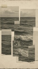 Fototapeta premium Vintage ocean collage wallpaper for mobile