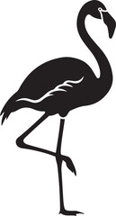 Naklejka premium Elegant Flamingo Silhouette Standing on One Leg.