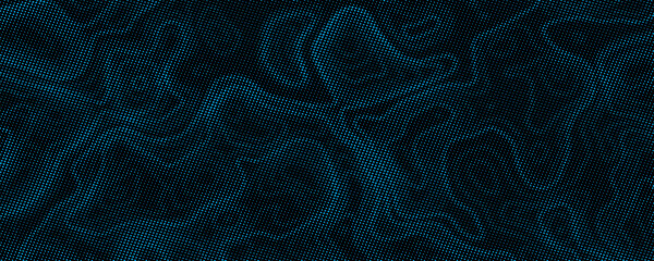 Abstract Black and Blue Halftone Topographic Map Background with Dotted Texture. vector illustration © raudatul