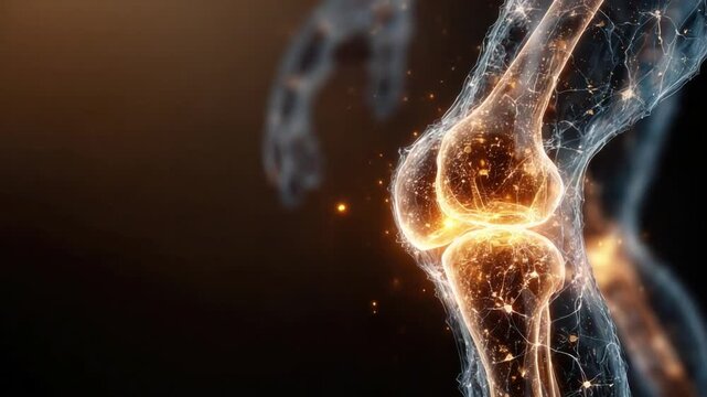 Knee Joint Anatomy: An artistic representation highlights the complex structure of a human knee joint, revealing the interplay of bones, cartilage, and connective tissues.