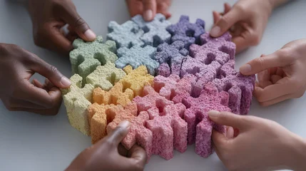 Wandcirkels Nagelstudio close up of hands of a woman knitting  © Bangan