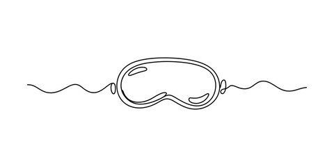 Sleep mask in continuous line drawing style for relaxation and bedtime themes. Vector, illustration © Badhon_Art Gallery
