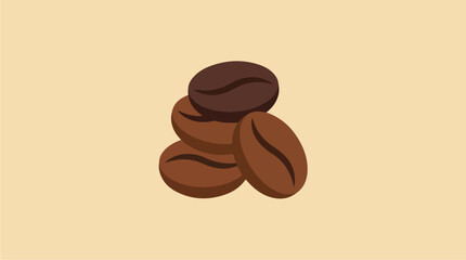 Obraz premium Pile of Roasted Coffee Beans Isolated on Beige Background.