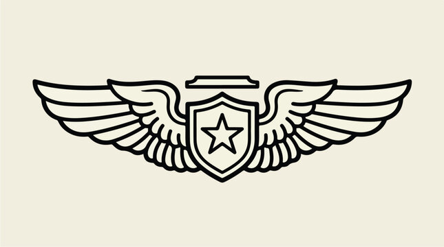 Pilot Wings Emblem with Star and Shield.