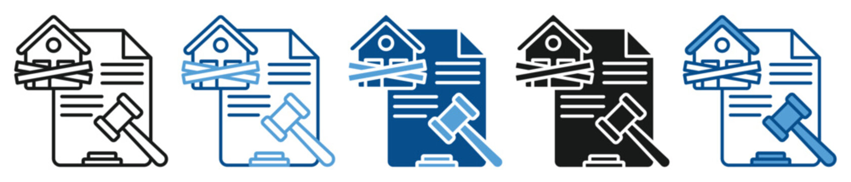Foreclosure icon set multiple style collection