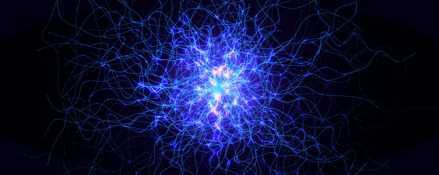 Neural Networking Science Technology Scientific Research. Biotech AI Big Data Learning. Hacker Attack Cyber Security Biohacking. Fertilisation BG. Cosmic Space Universe Big Bang. Vector Illustration