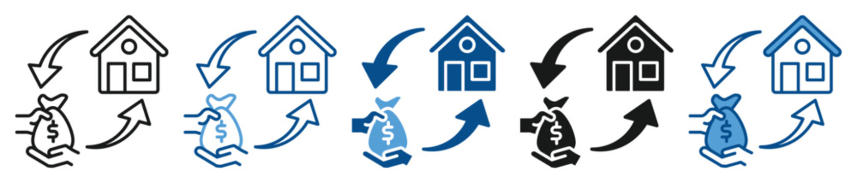 Refinance icon set multiple style collection