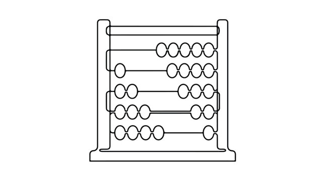 Vintage Abacus Counting Tool Line Art Illustration.