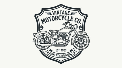 Obraz premium Vintage Motorcycle Co Emblem with Classic Bike Illustration.