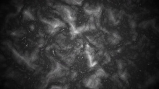 Abstract animated background featuring soft luminous fog drifting slowly across a dark deep space gradient. The glowing mist forms irregular cloudy structures that continuously morph and flow.