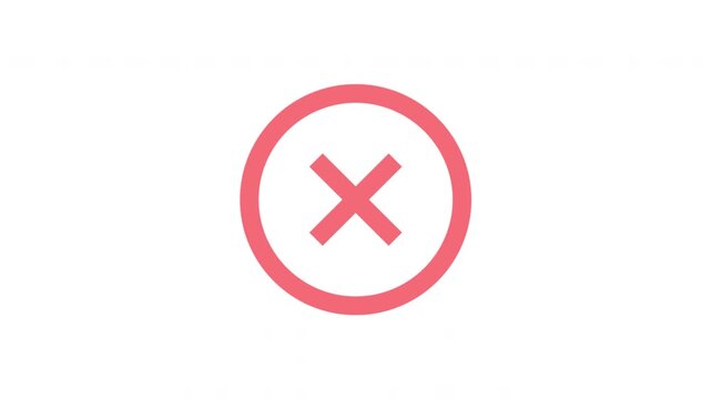 Animation Motion Red Cancel Icon With Cross Inside Circle Symbol For Error, Close, Or Delete Actions