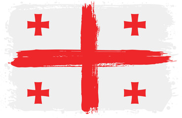 Flag of Georgia. Created with Brush Strokes. Abstract Banner with Raw Artistic Texture
