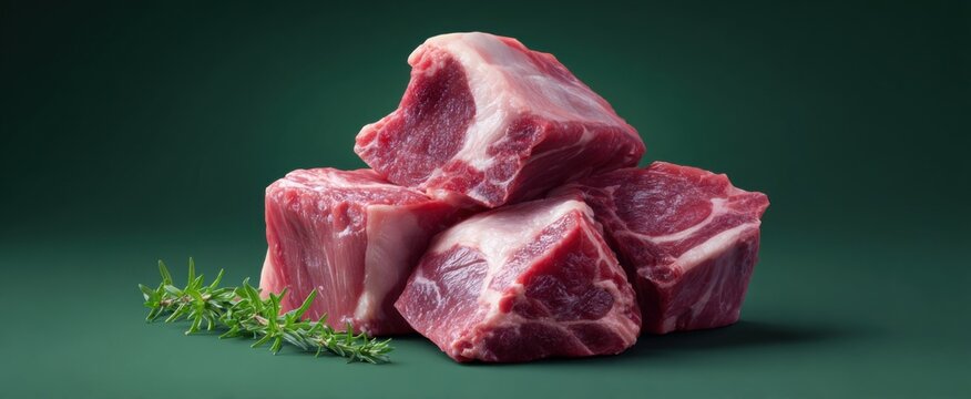 Vibrant fresh raw mutton cuts prepared for cooking in a modern kitchen environment