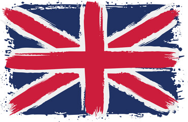 Fototapeta premium Flag of United Kingdom. Created with Brush Strokes. Abstract Banner with Raw Artistic Texture