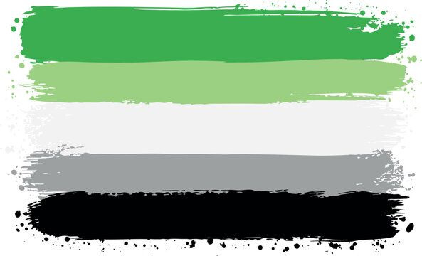 Flag of the Aromantic. LGBTQ. Created with Brush Strokes. Abstract Banner with Raw Artistic Texture