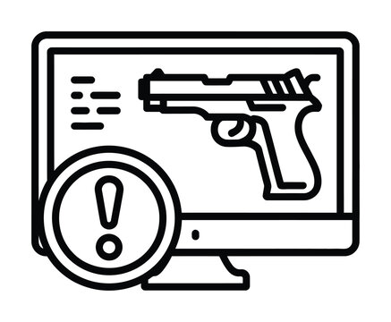 Vector of a computer screen displaying a gun