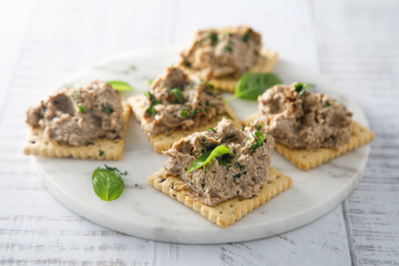 Fish pate on crackers