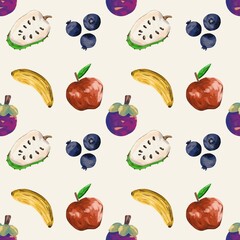 fruit seamless pattern in watercolor style © Biyenid