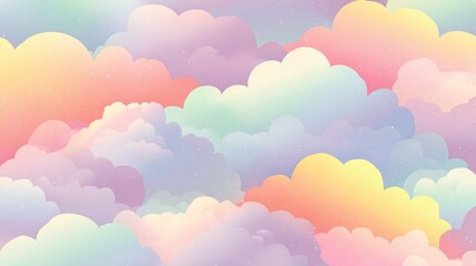 Fototapeta premium Dreamy soft pastel rainbow cloud pattern