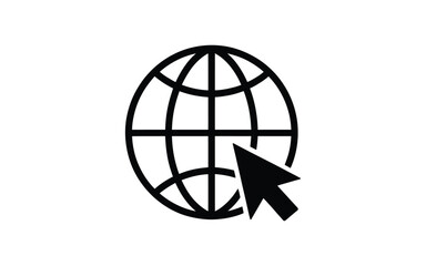 Click to go to website or internet line art icon for apps and websites, modern line style symbol representing web navigation and online interaction, vector illustration isolated on a white background.