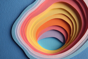 Fototapeta premium Creative multicolored paper layers forming abstract design with soft textures