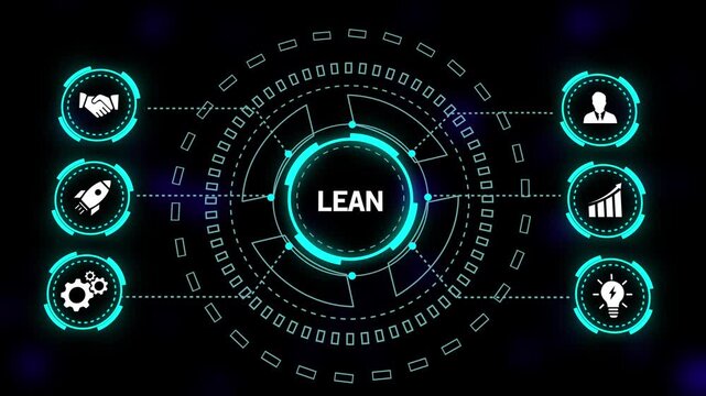 Futuristic Teal HUD Interface Technology Abstract Loop Animation Digital. Futuristic teal hud interface animation with glowing neon circles 4k Motion graphics on Black Background