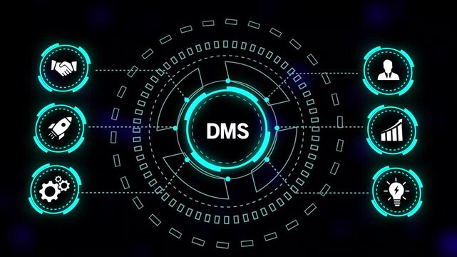 Document Management System DMS Concept on a Futuristic Digital Interface business technology
