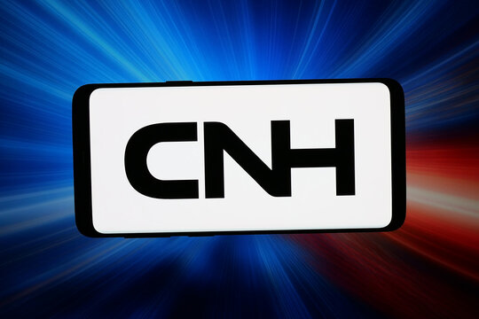 Stuttgart, Germany - 03-10-2026: In this photo illustration, the logo of machinery company CNH Industrial N.V. is displayed on a smartphone in front of abstract background on computer screen.