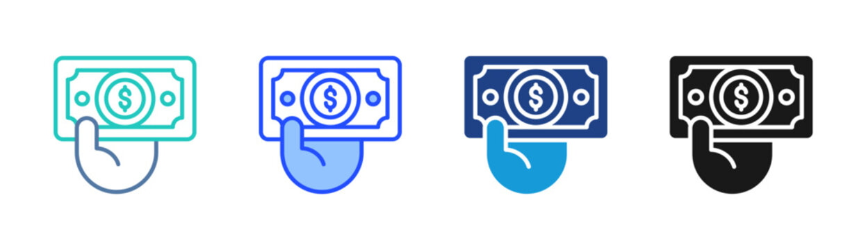 Cash Payment icon set multiple style collection