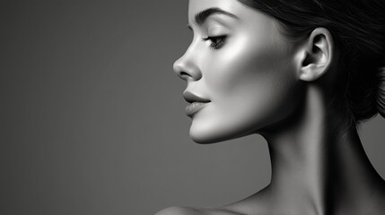 Fototapeta premium lack and White Close Up Portrait of Woman Face