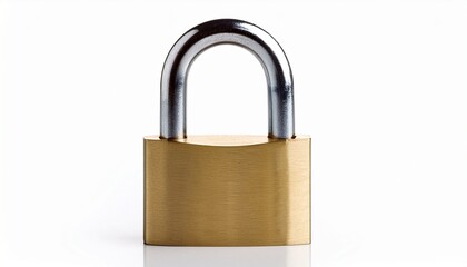 Fototapeta premium open brass padlock against isolated on white background