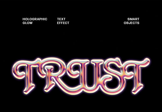 Holographic Glow Text Effect Mockup