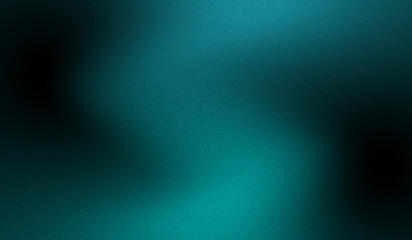 Dark teal grainy noise gradient background with smooth flowing shape, Moody minimal deep cyan black texture backdrop for website header, presentation, banner, poster design