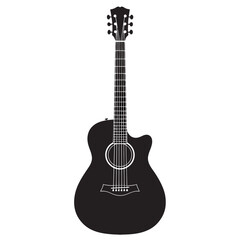 Naklejka premium Acoustic Guitar Icon Vector Illustration Minimalist Black and White Musical Instrument Line Art