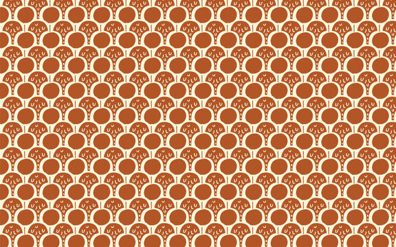 Seamless retro geometric pattern with terracotta circles and abstract arches