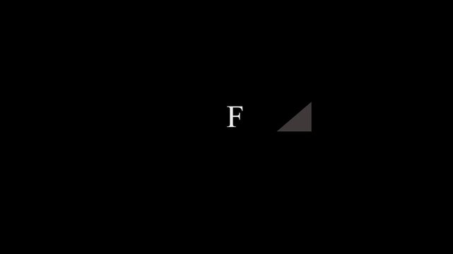White Letter F and Gray Triangle on Black Background f symbol alphabet