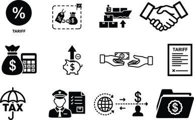 Fototapeta premium tariff and tax icons in black on white background