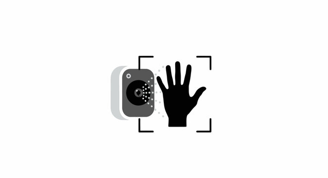 Biometric fingerprint scanner with hand.