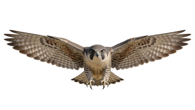 Falcon Flying Straight Toward Camera on Transparent Background