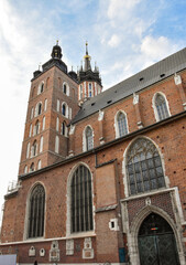 Fototapeta premium Poland. Krakow. Main Market Square. Historic Center. St. Mary's Basilica