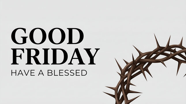 Good Friday Poster Design with 3D Realistic The Crown of Thorns Illustration in Simple Background